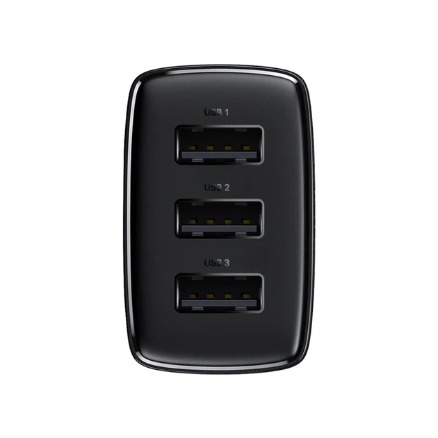 Мережевий зарядний пристрій Baseus Compact Charger 3U 17W EU Black - Фото 4 Мережевий зарядний пристрій Baseus Compact Charger 3U 17W EU Black - изображение 4