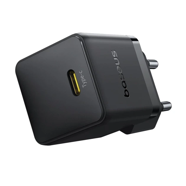 Мережевий зарядний пристрій з кабелем Baseus Palm Fast Charger 1C 20W EU Cosmic Black set USB-C to iP 20W 1m - зображення 5