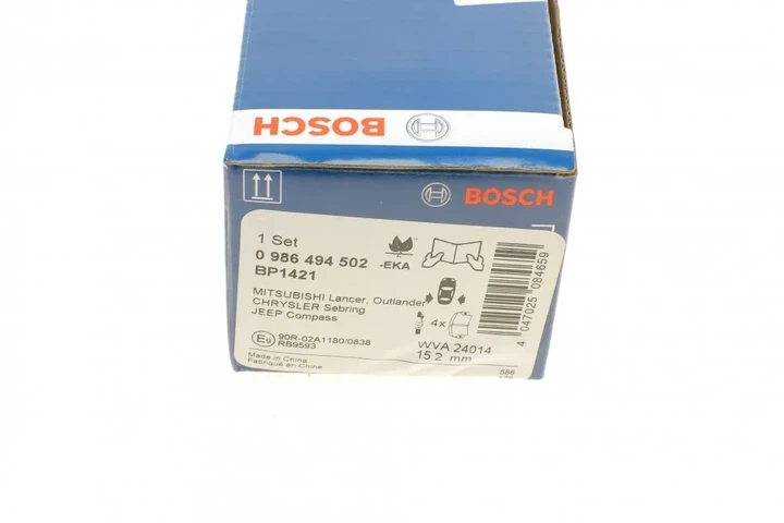 Гальмівні колодки BOSCH 0986494502 Mitsubishi Lancer; Dodge Caliber, Avenger; Jeep Compass (MK49), Patriot; Chrysler SEBRING MZ690350, MZ690187, MR955068 - Фото 11 Гальмівні колодки BOSCH 0986494502 Mitsubishi Lancer; Dodge Caliber, Avenger; Jeep Compass (MK49), Patriot; Chrysler SEBRING MZ690350, MZ690187, MR955068 - зображення 11