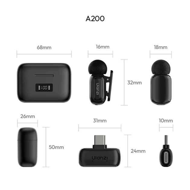 Бездротова мікрофонна система Ulanzi A200 Mini Mic dual-mic (Type-C) Black - Фото 7 Бездротова мікрофонна система Ulanzi A200 Mini Mic dual-mic (Type-C) Black - изображение 7