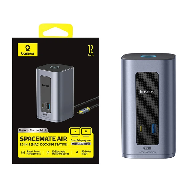Док-станция Baseus Nomos NU1 Air Spacemate 12в1 Серая (6953156210981) - Фото 6 Док-станция Baseus Nomos NU1 Air Spacemate 12в1 Серая (6953156210981) - изображение 6