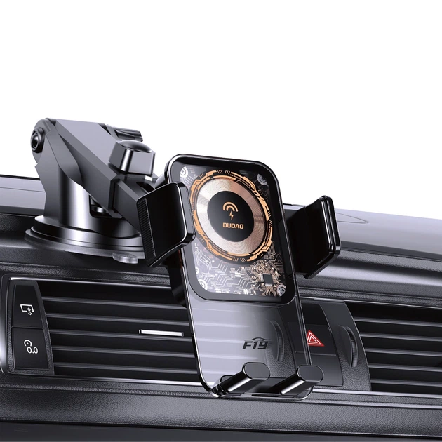 Автотримач Dudao F19 з бездротовою зарядкою 15W чорний (6977196680986) - зображення 4