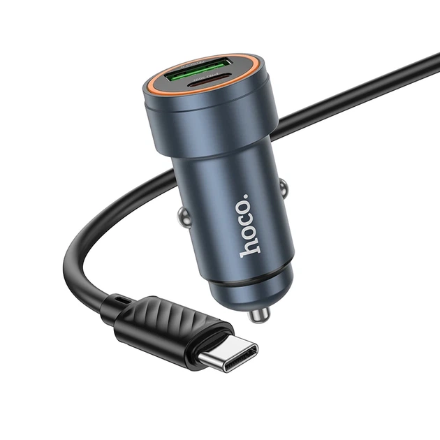 Автомобільний зарядний пристрій HOCO Z57A Glorious PD30W+QC3.0 car charger set(C to C) Metal Gray - Фото 3 Автомобільний зарядний пристрій HOCO Z57A Glorious PD30W+QC3.0 car charger set(C to C) Metal Gray - зображення 3