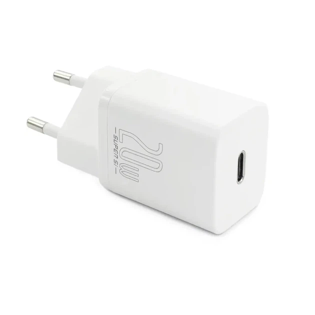 Мережевий зарядний пристрій з кабелем Baseus Super Si 1C 20W With Simple Wisdom Data Cable Type-C/iP 1m White - Фото 3 Мережевий зарядний пристрій з кабелем Baseus Super Si 1C 20W With Simple Wisdom Data Cable Type-C/iP 1m White - зображення 3