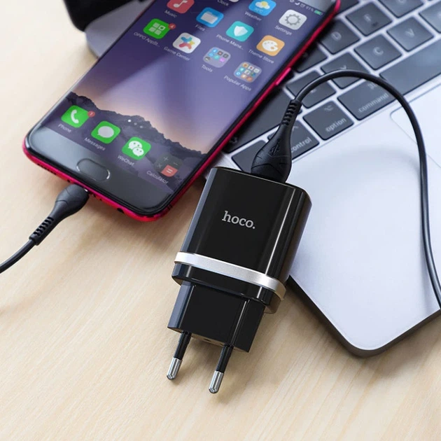 Мережевий зарядний пристрій з кабелем HOCO C12Q Smart QC3.0 charger set(Micro) 18W Black - Фото 6 Мережевий зарядний пристрій з кабелем HOCO C12Q Smart QC3.0 charger set(Micro) 18W Black - изображение 6