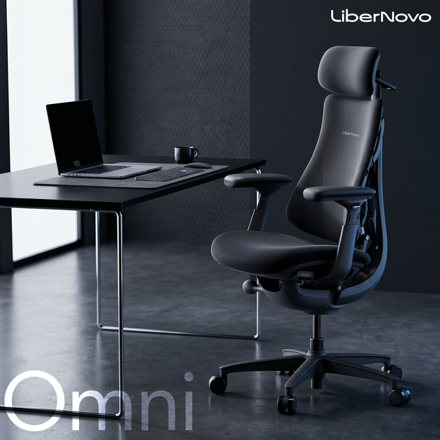 Эргономичное кресло LiberNovo Omni Midnight Black динамическая поддержка позвоночника - Фото 6 Эргономичное кресло LiberNovo Omni Midnight Black динамическая поддержка позвоночника - изображение 6