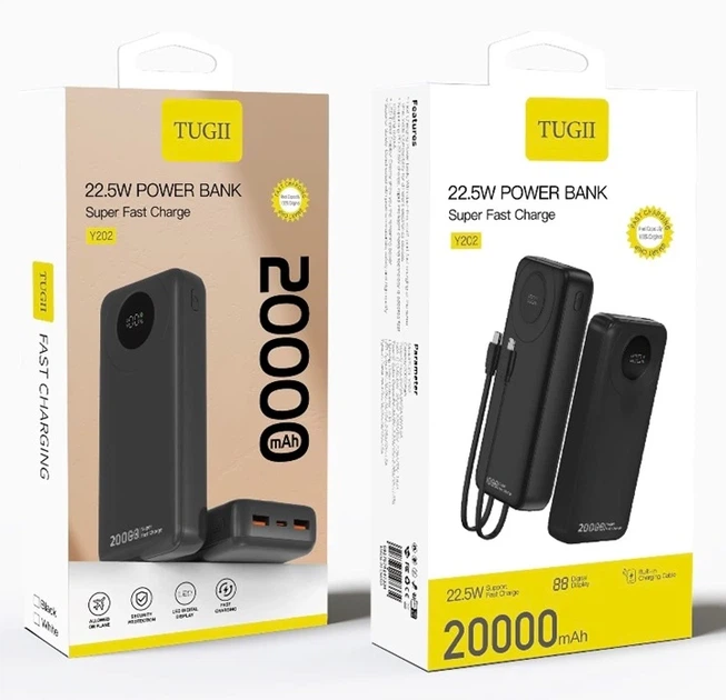 Зовнішній акумулятор WUW Y202 （PD22.5W quick charge) 20000mAh Black - зображення 2