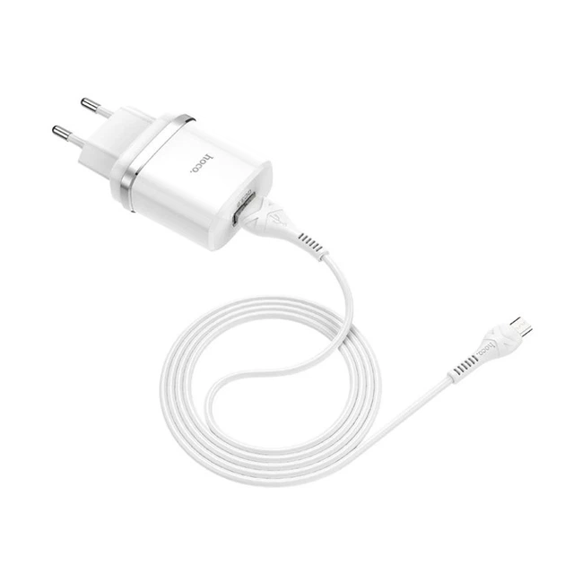 Мережевий зарядний пристрій з кабелем HOCO C12Q Smart QC3.0 charger set(Micro) 18W White - Фото 2 Мережевий зарядний пристрій з кабелем HOCO C12Q Smart QC3.0 charger set(Micro) 18W White - зображення 2