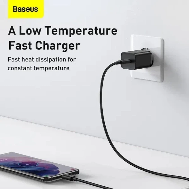 Мережевий зарядний пристрій Baseus Super Si Quick Charger 1C 25W EU Black - Фото 12 Мережевий зарядний пристрій Baseus Super Si Quick Charger 1C 25W EU Black - зображення 12