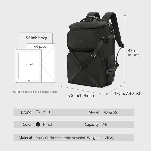 Рюкзак Tigernu T-B9235 15.6" Black - зображення 11