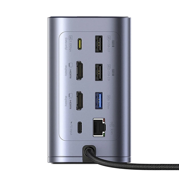 Док-станция Baseus NU1 Air Spacemate hub 12в1 USB-C - 2xHDMI 4K@60Hz 2xUSB-C 10Gb/s 2xUSB-A 5Gb/s 2xUSB-A (480Mb/s) RJ45 SD/microSD 3.0 USB-C (PD) (69 - изображение 2