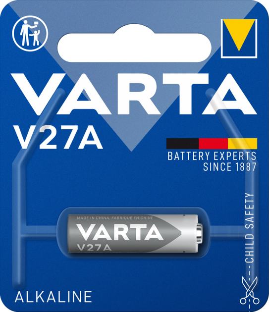 Батарейка VARTA V 27 A BLI 1 ALKALINE 1/10 - Фото 1 Батарейка VARTA V 27 A BLI 1 ALKALINE 1/10 - изображение 1