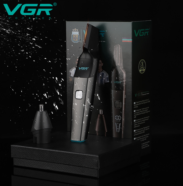 Триммер VGR V-603 для носа и ушей с насадкой для бровей Черный - изображение 2
