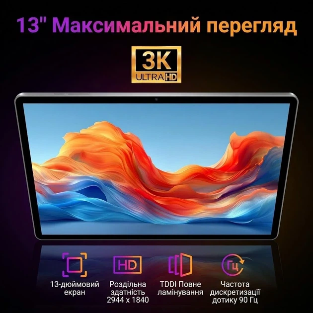 Планшет 13" 3K MAXLEGEN M196 12+24/512Gb 4G 2-SIM 8 ядер Android 15 9580 mAh Черный (101972337) - изображение 2