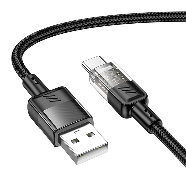 Кабель HOCO U129 Spirit transparent charging data cable iP 1,2m. Black - Фото 1 Кабель HOCO U129 Spirit transparent charging data cable iP 1,2m. Black - зображення 1
