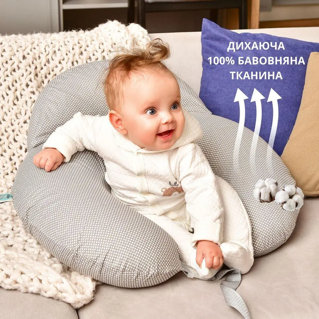 Подушка для годування IDEIA диванчик 60х70х16 см (Горошок), Сірий 000036061 - изображение 6