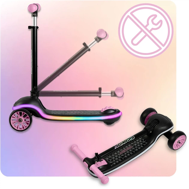 Hulajnoga trojkolowa dla dzieci balansowa LED RICOKIDS Leddi Czarno-rozowa (5903890632786) - Zdjęcie 5 Hulajnoga trojkolowa dla dzieci balansowa LED RICOKIDS Leddi Czarno-rozowa (5903890632786) - obraz 5
