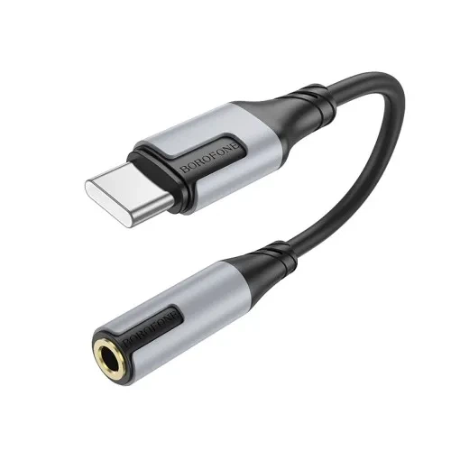 Адаптер BOROFONE BV19 Creator Type-C to 3.5 mm Jack, цифровой аудио конвертер с поддержкой микрофона, черный, 15 см - изображение 3