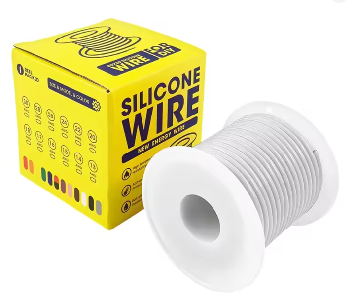 Кабель 28AWG 50m силіконовий дріт 0.08 мм², мідь луджений ізоляція силіконовий , багатожильний, білий - Фото 1 Кабель 28AWG 50m силіконовий дріт 0.08 мм², мідь луджений ізоляція силіконовий , багатожильний, білий - зображення 1
