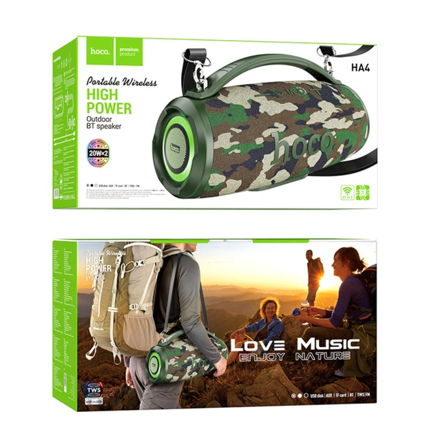 Портативная колонка Hoco HA4 Surge Outdoor BT Speaker 20W*2 Camouflage Green - изображение 4