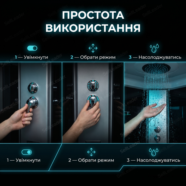 Душевой бокс Vivia 215х110x110см угловой гидробокс поддон 42см гидромассажная кабина полукруглая тропический душ - изображение 8