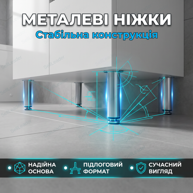 Тумба Vivia Амалія під умивальник 77х44х60см підлогова шафка під раковину для дому готелю 3 шухляди на ніжках - зображення 6