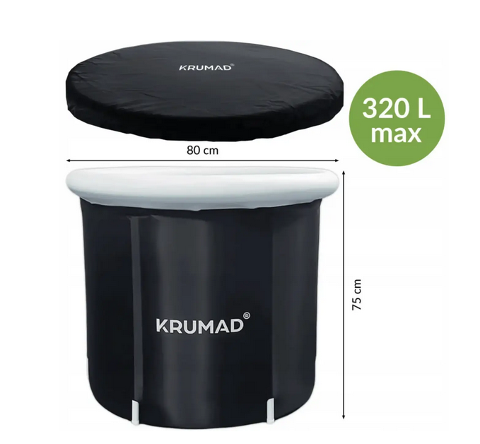 Бочка для закалки KRUMAD складная 320 л с каркасом и надувным ободом холодная купель черная - Фото 5 Бочка для закалки KRUMAD складная 320 л с каркасом и надувным ободом холодная купель черная - изображение 5