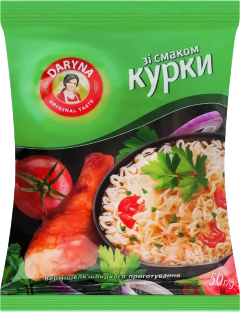 Упаковка вермішелі швидкого приготування Daryna зі смаком курки 50 г x 20 шт (4820179259070) - зображення 2