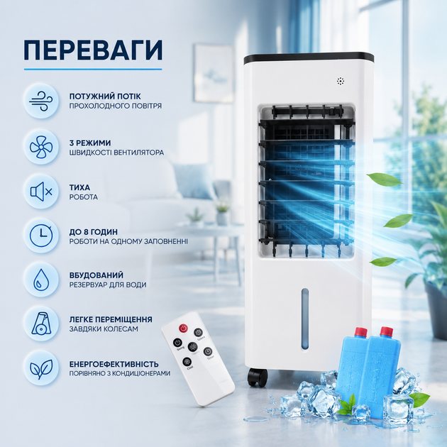 Климатический охладитель воздуха 120 Вт, 24 × 20 × 56 см - изображение 2