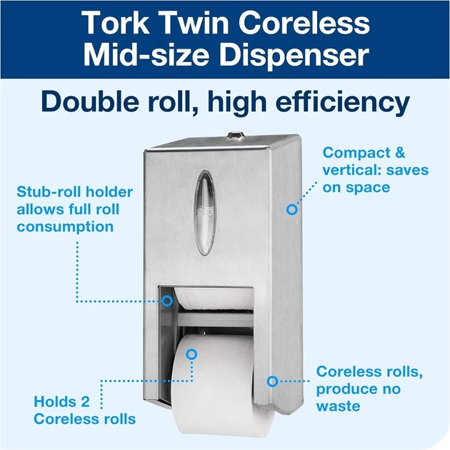Диспенсер для 2-х рулонов туалетной бумаги Tork OptiServe T7 White Б/В - изображение 3