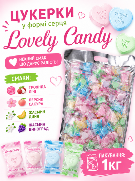 Конфеты сердечко Lovely Candy без сахара 1 кг - Фото 2 Конфеты сердечко Lovely Candy без сахара 1 кг - изображение 2