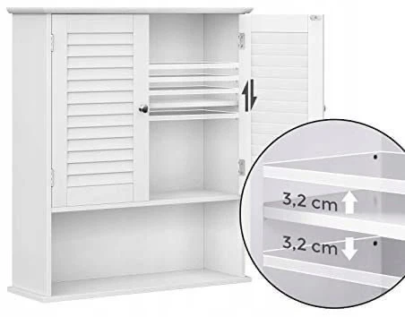 Szafka łazienkowa ModernHome by Multistore wisząca regał komoda z regulowaną półką Biała (5903332078462) - obraz 2