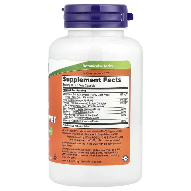 Комплекс для чоловічої потенції Men's Virility Power Now Foods, 60 вегетаріанських капсул - зображення 2