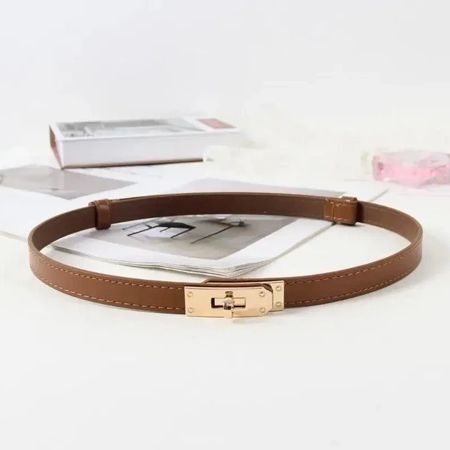 Женский регулируемый тонкий ремень в стиле Hermes (Светло коричневый) - изображение 2