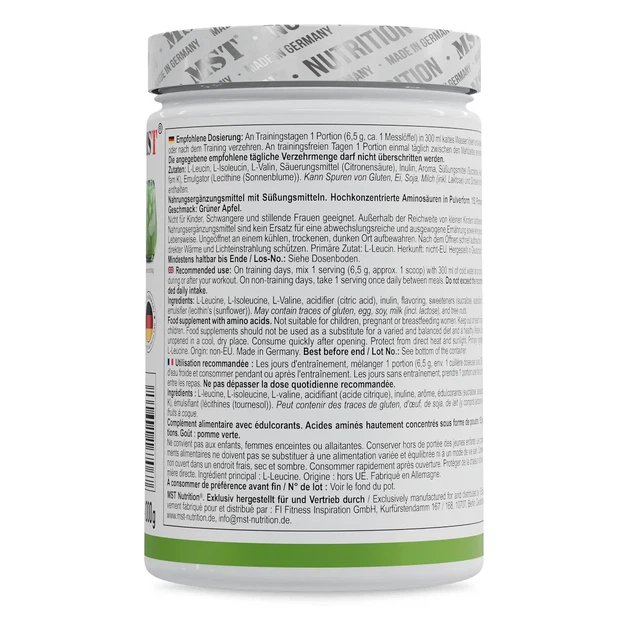 BCAA без сахара BCAA zero MST, зеленое яблоко, 1 кг - изображение 3