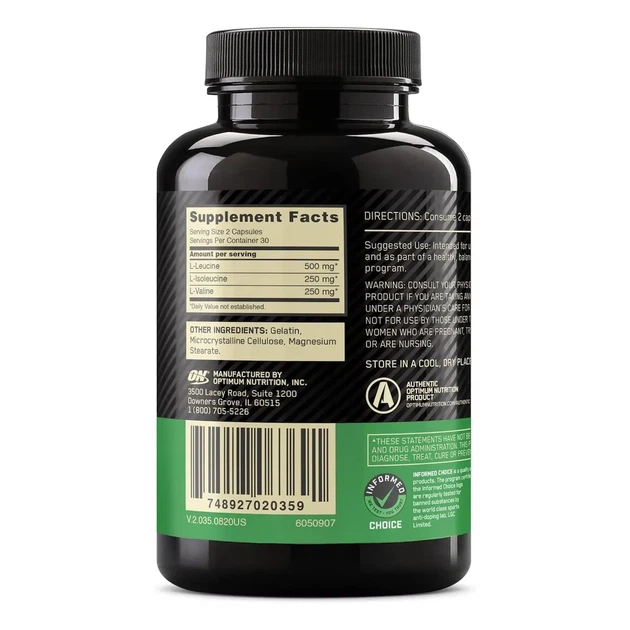 Амінокислотний комплекс BCAA 1000 Optimum Nutrition 1000 мг 60 капсул - зображення 2