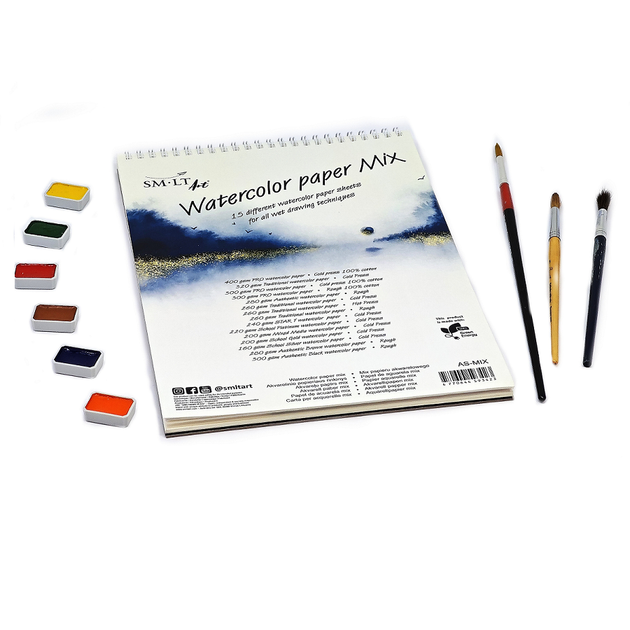 Альбом для акварели SM-LT Art A4, 15 л, 160–400 г/м2, на спирали - изображение 3