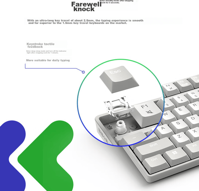 Комплект бездротовий Lenovo Xiaoxin K1S Quiet Wireless Twilight Grey - Фото 5 Комплект бездротовий Lenovo Xiaoxin K1S Quiet Wireless Twilight Grey - зображення 5