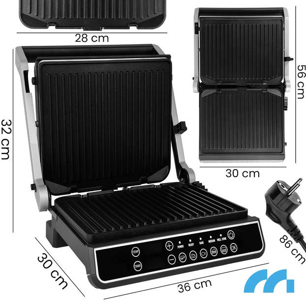 Електрогриль притискний MalTec SM5000W-PRO 2200 Вт контактний гриль-прес чорний зі сріблястим - Фото 6 Електрогриль притискний MalTec SM5000W-PRO 2200 Вт контактний гриль-прес чорний зі сріблястим - изображение 6