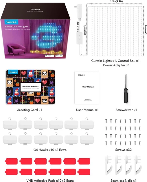 Гирлянда-штора Smart SFK-07 LED, 200 ламп, RGB, 2x2 м - Фото 2 Гирлянда-штора Smart SFK-07 LED, 200 ламп, RGB, 2x2 м - изображение 2