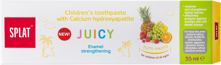Детская зубная паста защита от бактерий и кариеса Splat Junior Juicy Мультифрукт 35 мл (7640168930219/3800237400607) - изображение 6