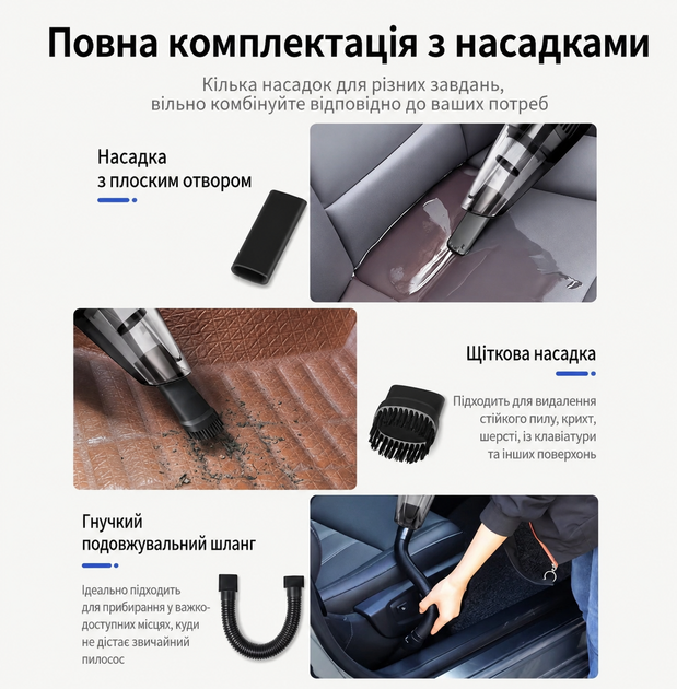 Бездротовий ручний пилосос для авто та дому USB Портативний акумуляторний мініпилосос - изображение 3