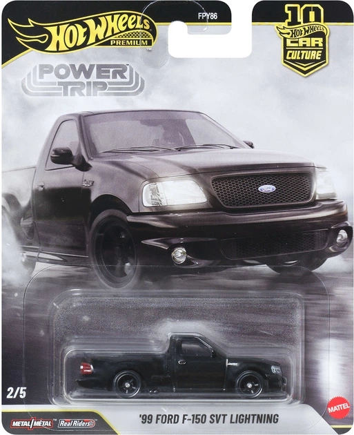 Model samochodu Mattel Hot Wheels Premium Power Trip 1999 Ford F-150 SVT Lightning Ciemno-czerwony JKF33 (194735347933) - obraz 2