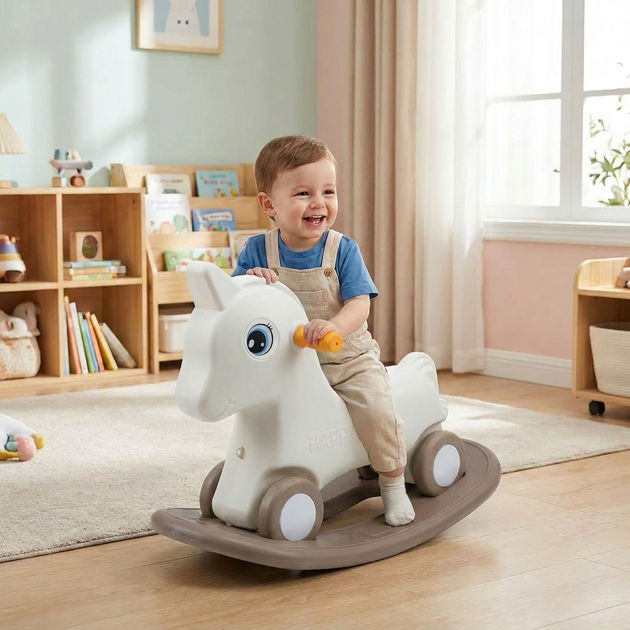 Каталка качалка беговел пони белая 2в1 SP-Sport Happy Pony 1744 White-Beige - изображение 7
