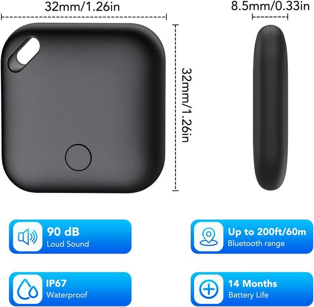 Bluetooth трекер CASCHO Air Tracker Tag 4 шт для Apple Find My, поиск ключей и багажа, IP67, iOS - изображение 7