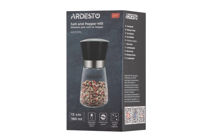 Млинок для спецій Ardesto AR2101BL 180 мл Чорний (00108800) - зображення 7