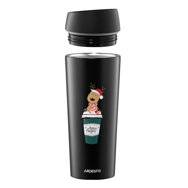 Термокружка Ardesto Coffee Time Christmas Reindeer AR2645RN 450 мл Чорний (00108756) - изображение 4
