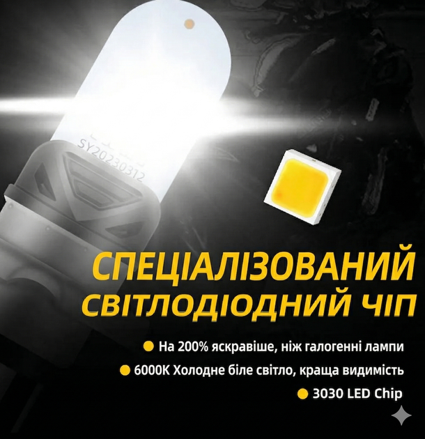 LED лампа H4 для мотоцикла 12 V 6000 K с алюминиевым корпусом ближний и дальний свет - изображение 4