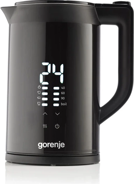 Електрочайник Gorenje 1.7л, подвійні стінки, LED дисплей, Strix контроль, чорний (00109480) - изображение 3