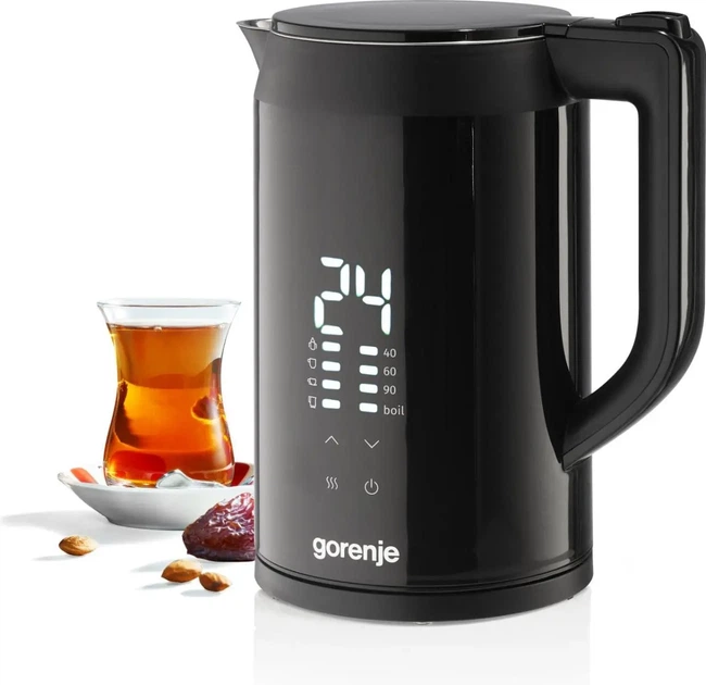 Електрочайник Gorenje 1.7л, подвійні стінки, LED дисплей, Strix контроль, чорний (00109480) - изображение 8